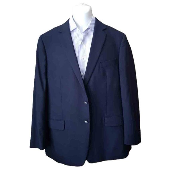 Joseph Abboud Navy Blue Hopsack Blazer REDA 110s Wool Men's Size 46R - Picture 2 of 5